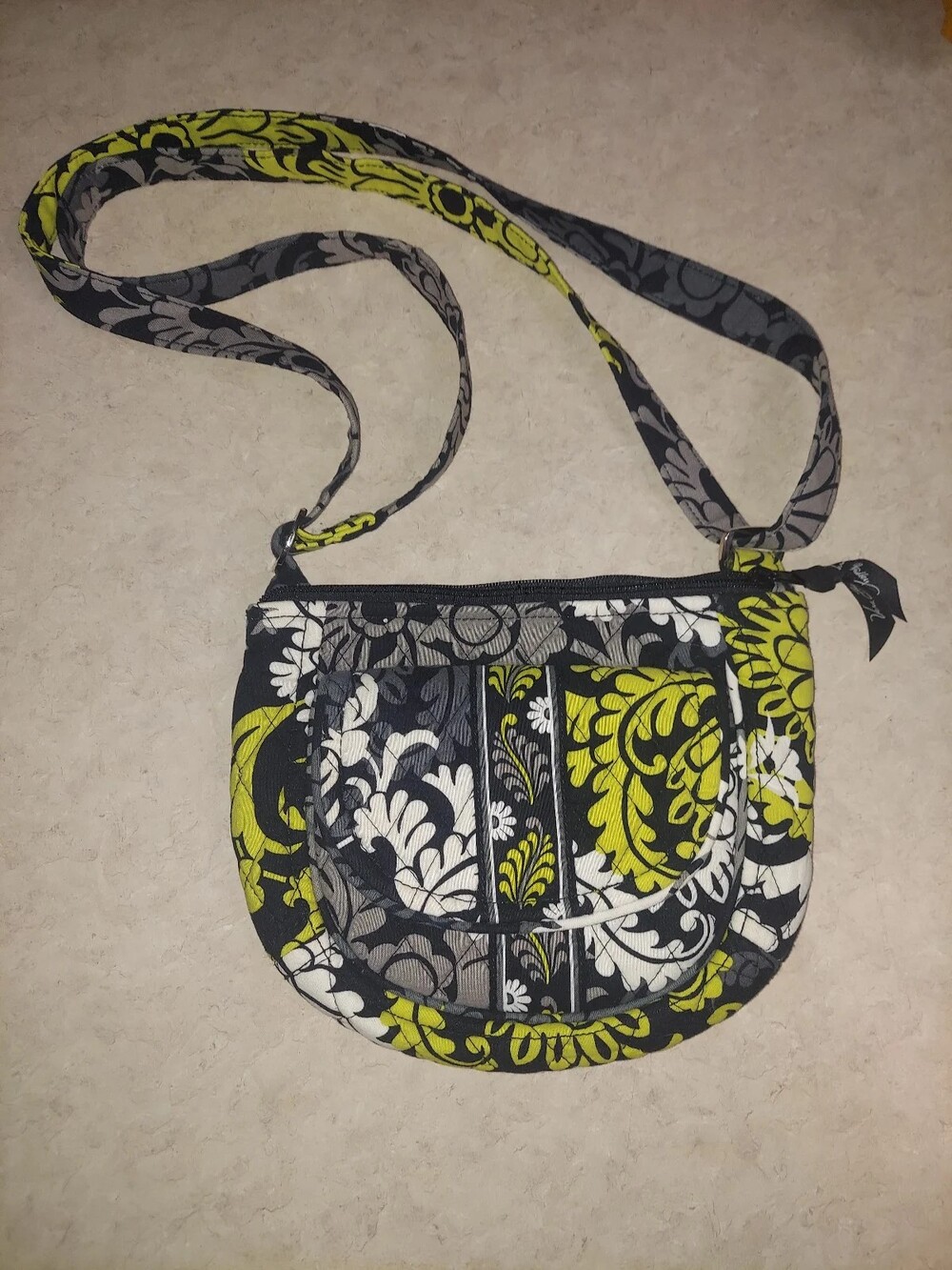 Small Vera Bradley purse black & lime with flowers